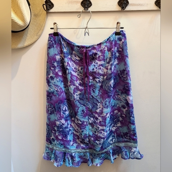 Groggy Urban Legend Y2K Floral Skirt in Blue/Purple - Size M - Picture 1 of 11